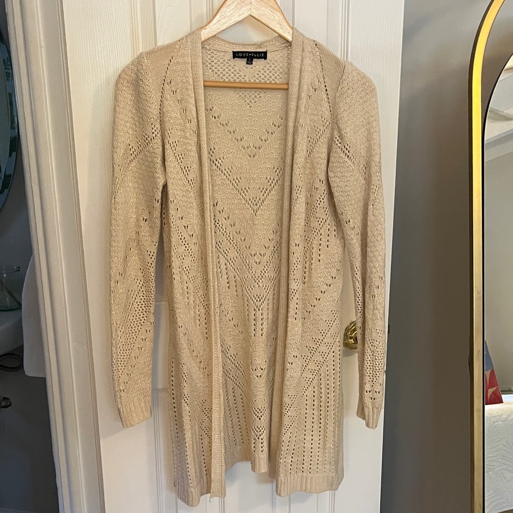 Chic Beige Open Knit Cardigan